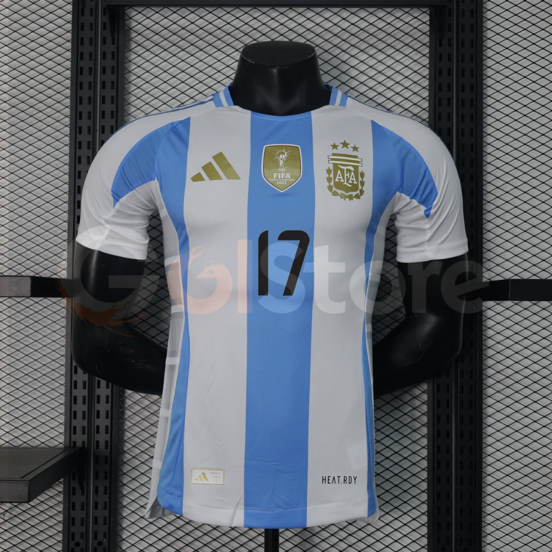 Argentina 2024-25 Home Player Version Short Sleeve Jersey #17 Garnacho Personalized S-2XL