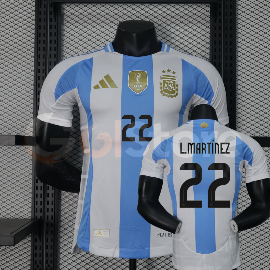 Argentina 2024-25 Home Player Version Short Sleeve Jersey #22 L.Martinez Personalized S-2XL