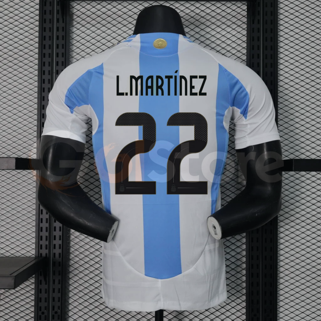 Argentina 2024-25 Home Player Version Short Sleeve Jersey #22 L.Martinez Personalized S-2XL