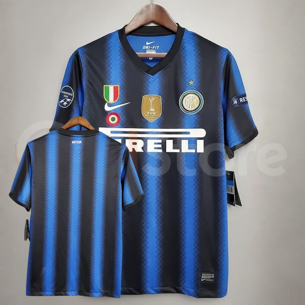 Inter Milan 2010-2011 Retro Home Short Sleeve Jersey UCL Patch Personalized Rare Sneijder Milito Mourinho