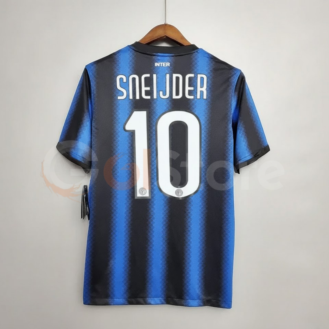 Inter Milan 2010-2011 Retro Home Short Sleeve Jersey #10 Sneijder UCL Patch Personalized Rare Treble Champions