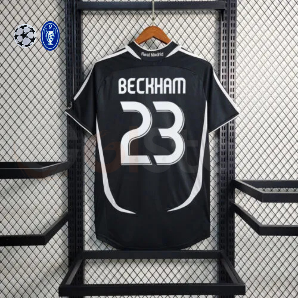 2006/07 Real Madrid Retro Away Black Jersey #23 Beckham UCL Personalized