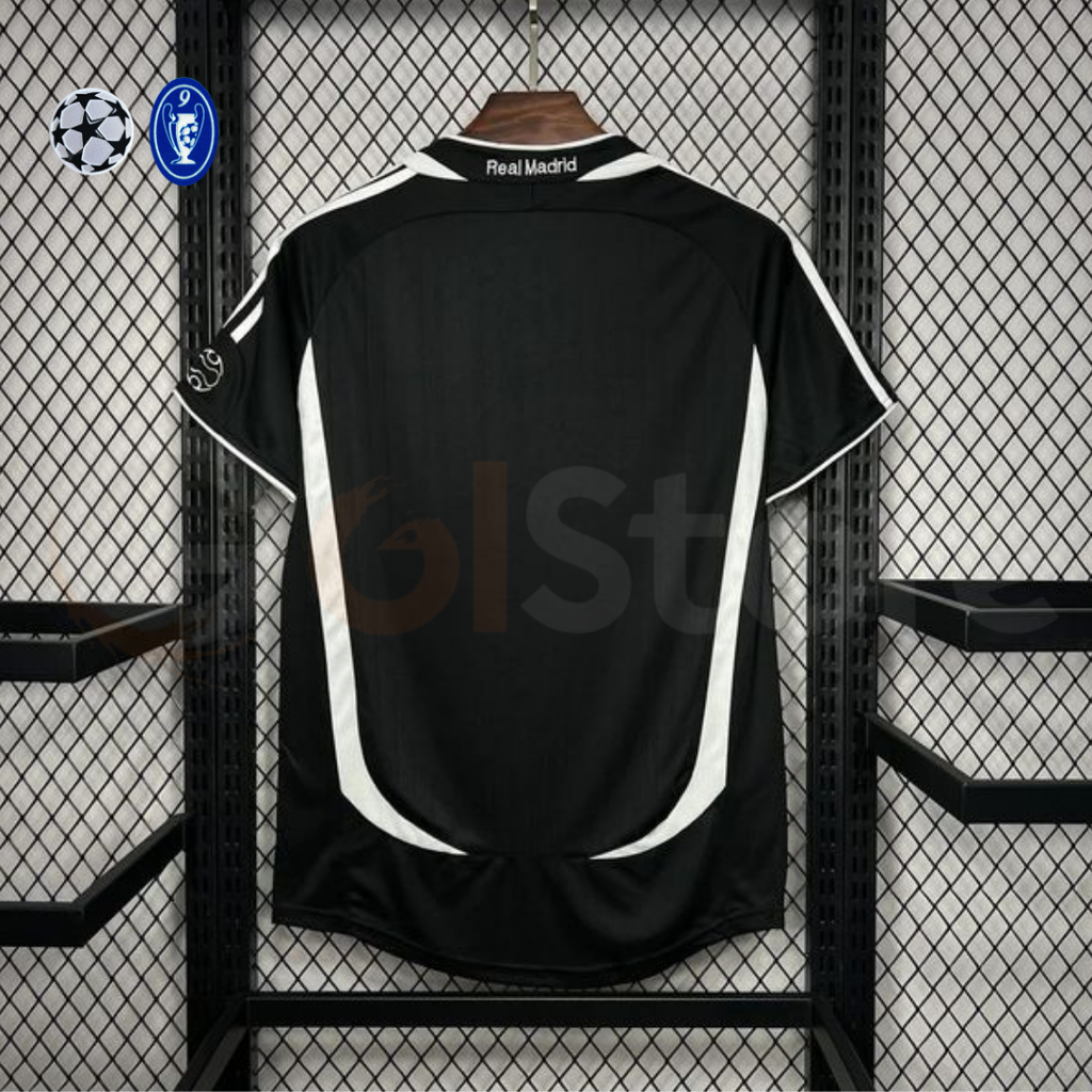 2006/07 Real Madrid Retro Away Black Jersey UCL Patch Personalized