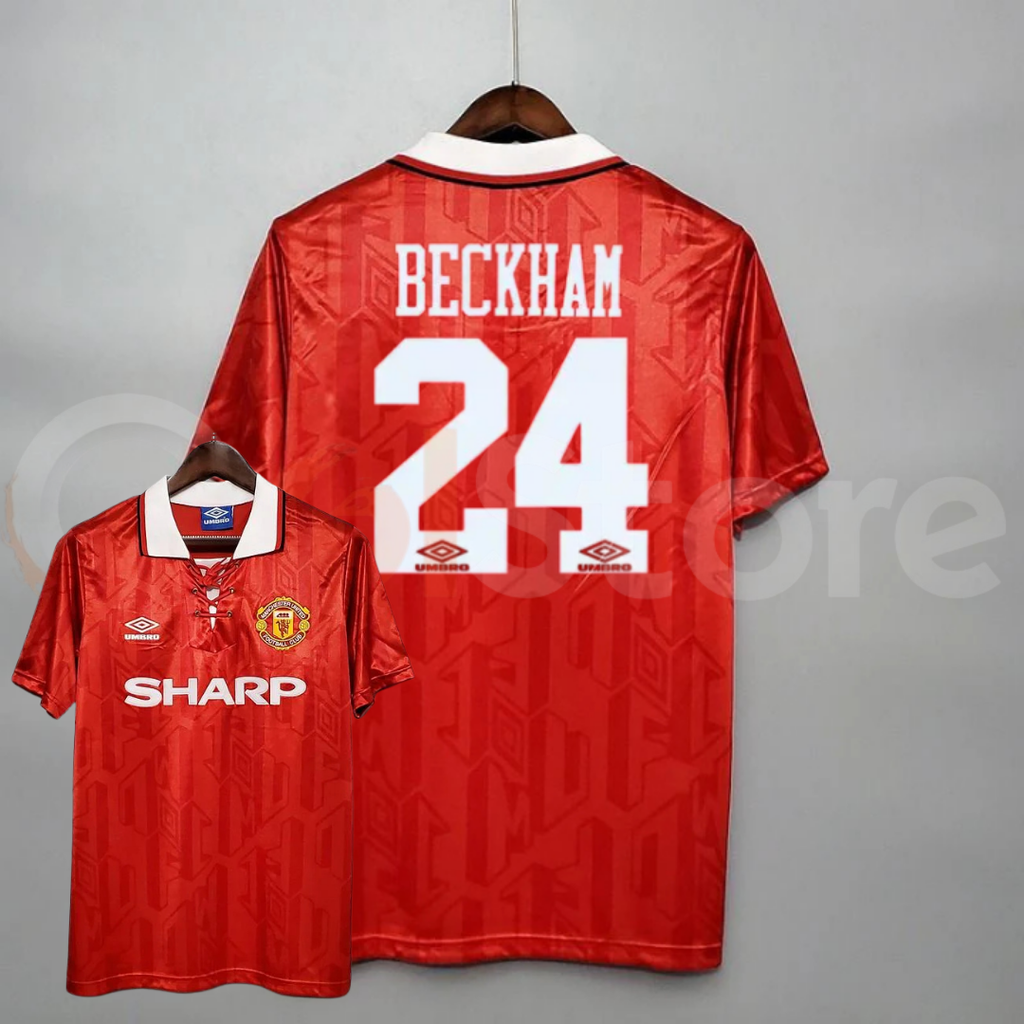 Manchester United 1992-1994 Retro Home Jersey #24 Beckham Personalized Rare Collector