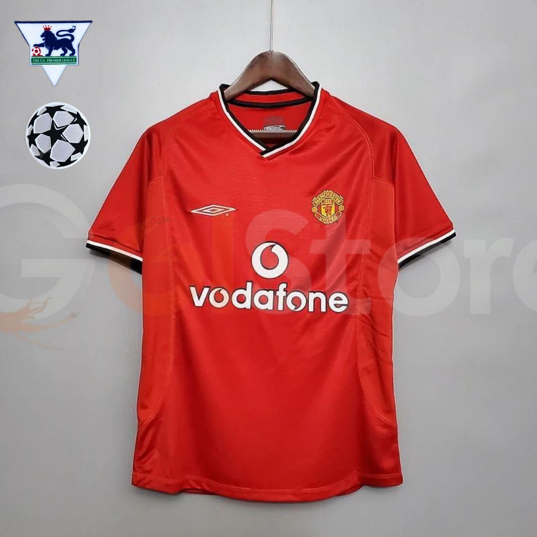 Manchester United 2000-2001 Retro Home Short Sleeve Jersey Personalized PL UCL Patch Rare