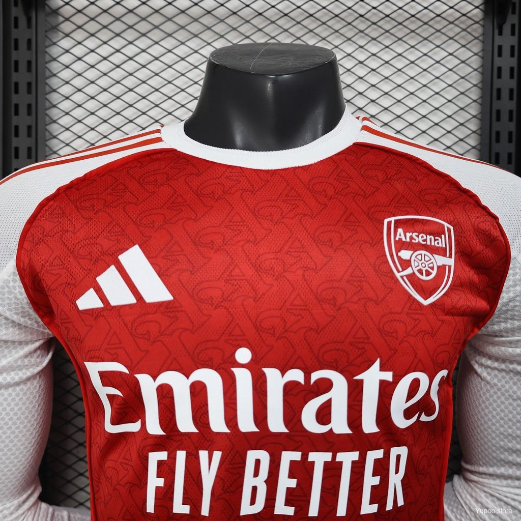 Arsenal 2025-26 Home Long Sleeve Jersey | Customizable | UCL & Premier League