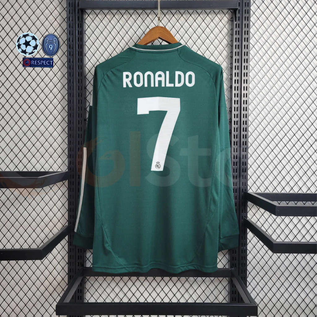 2012/13 Real Madrid Retro Away Green Long Sleeve Jersey #7 Ronaldo UCL & La Liga Personalized