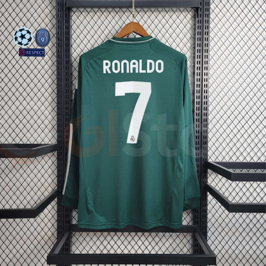 2012/13 Real Madrid Retro Away Green Long Sleeve Jersey #7 Ronaldo UCL & La Liga Personalized