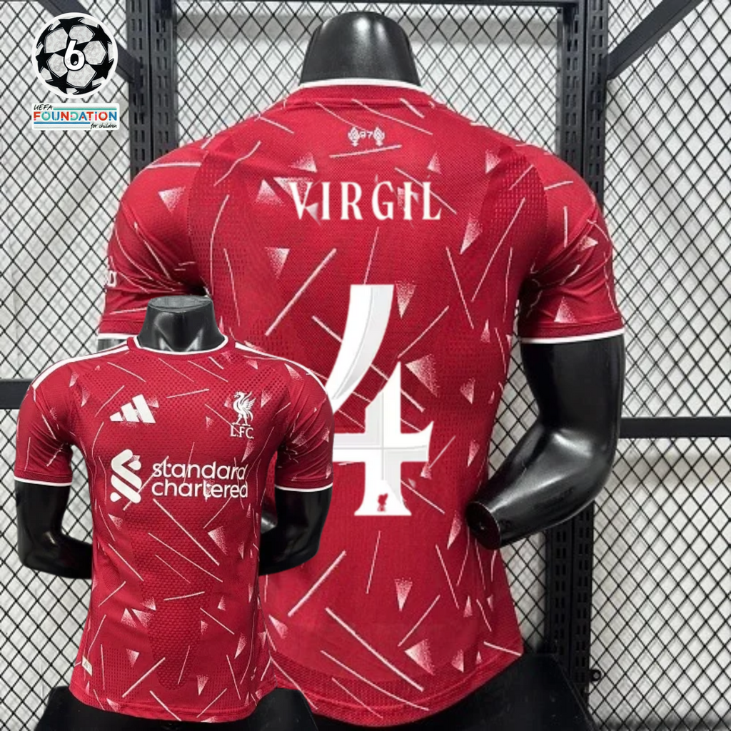 2026-2027 Liverpool Player Version Home Short Sleeve Jersey #4 Van Dijk Personalized UCL Patch