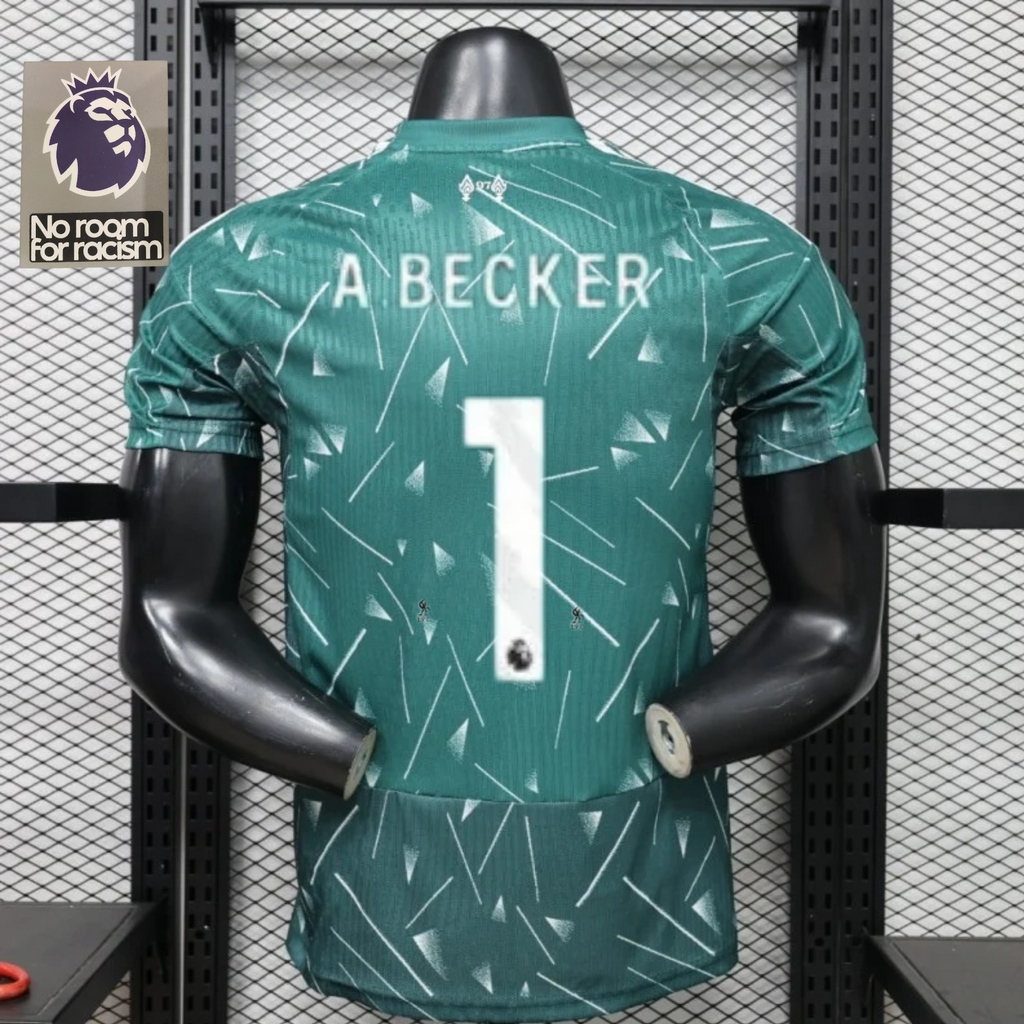 2026-2027 Liverpool Player Version Goalkeeper Short Sleeve Jersey #1 Alisson Becker Personalized PL Patch
