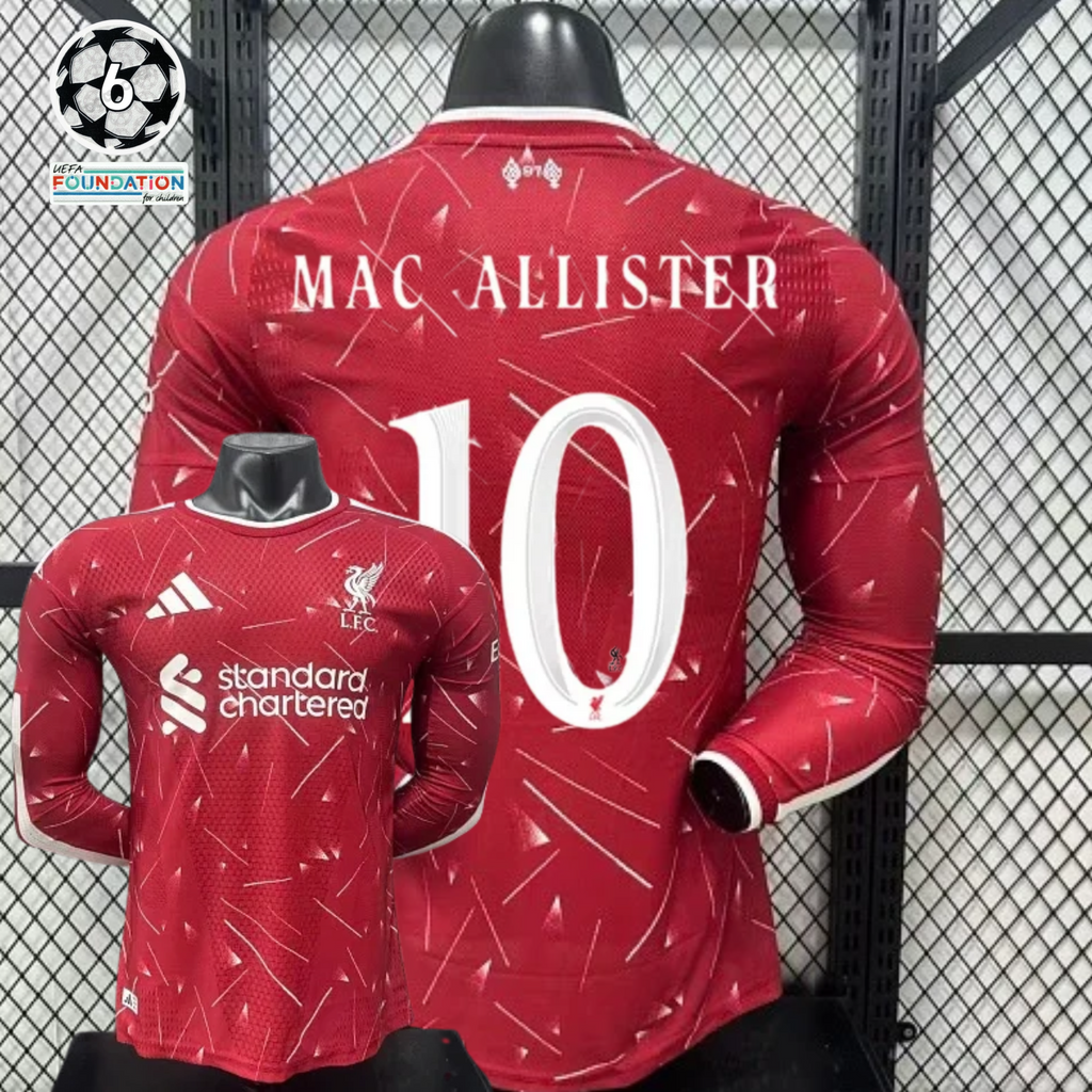 2026-2027 Liverpool Player Version Home Long Sleeve Jersey #10 Mac Allister Personalized UCL Patch