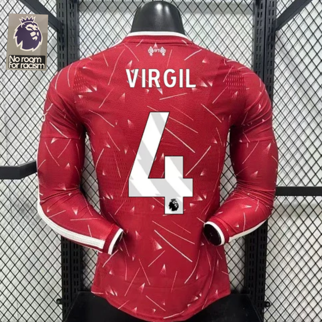 2026-2027 Liverpool Player Version Home Long Sleeve Jersey #4 Virgil Personalized PL Patch