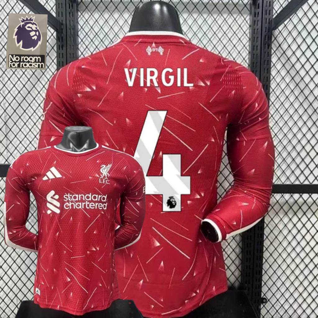 2026-2027 Liverpool Player Version Home Long Sleeve Jersey #4 Virgil Personalized PL Patch