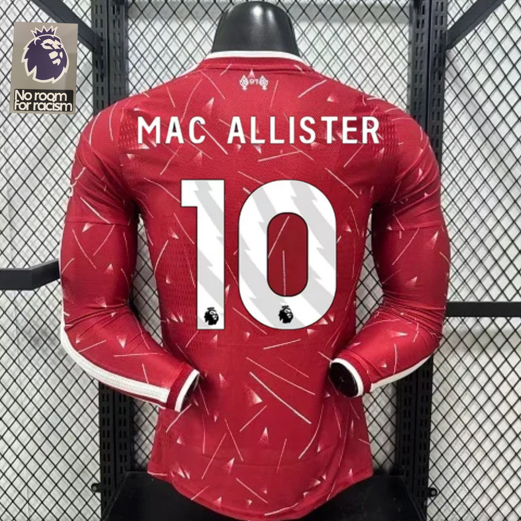 2026-2027 Liverpool Player Version Home Long Sleeve Jersey #10 Mac Allister Personalized PL Patch