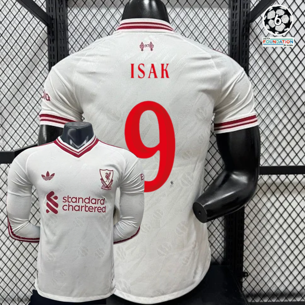 Liverpool 2026-2027 Away Player Version Short Sleeve Jersey #9 Isak Personalized UCL Patch