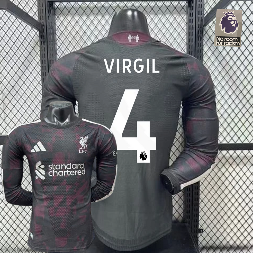 Liverpool 2026-2027 Away Long Sleeve Player Version Jersey #4 Van Dijk Personalized PL Patch Rare