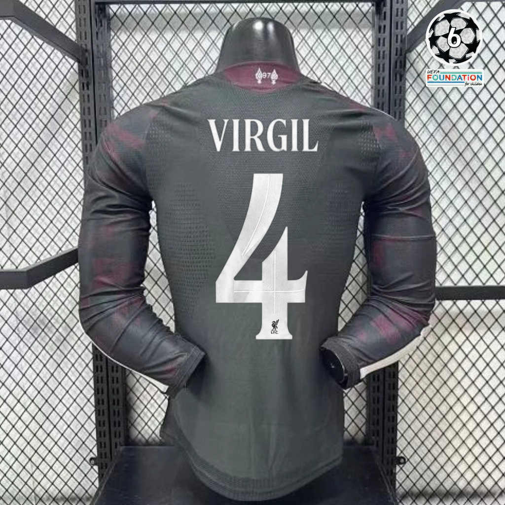 Liverpool 2026-2027 Away Long Sleeve Player Version Jersey #4 Van Dijk Personalized UCL Patch Rare