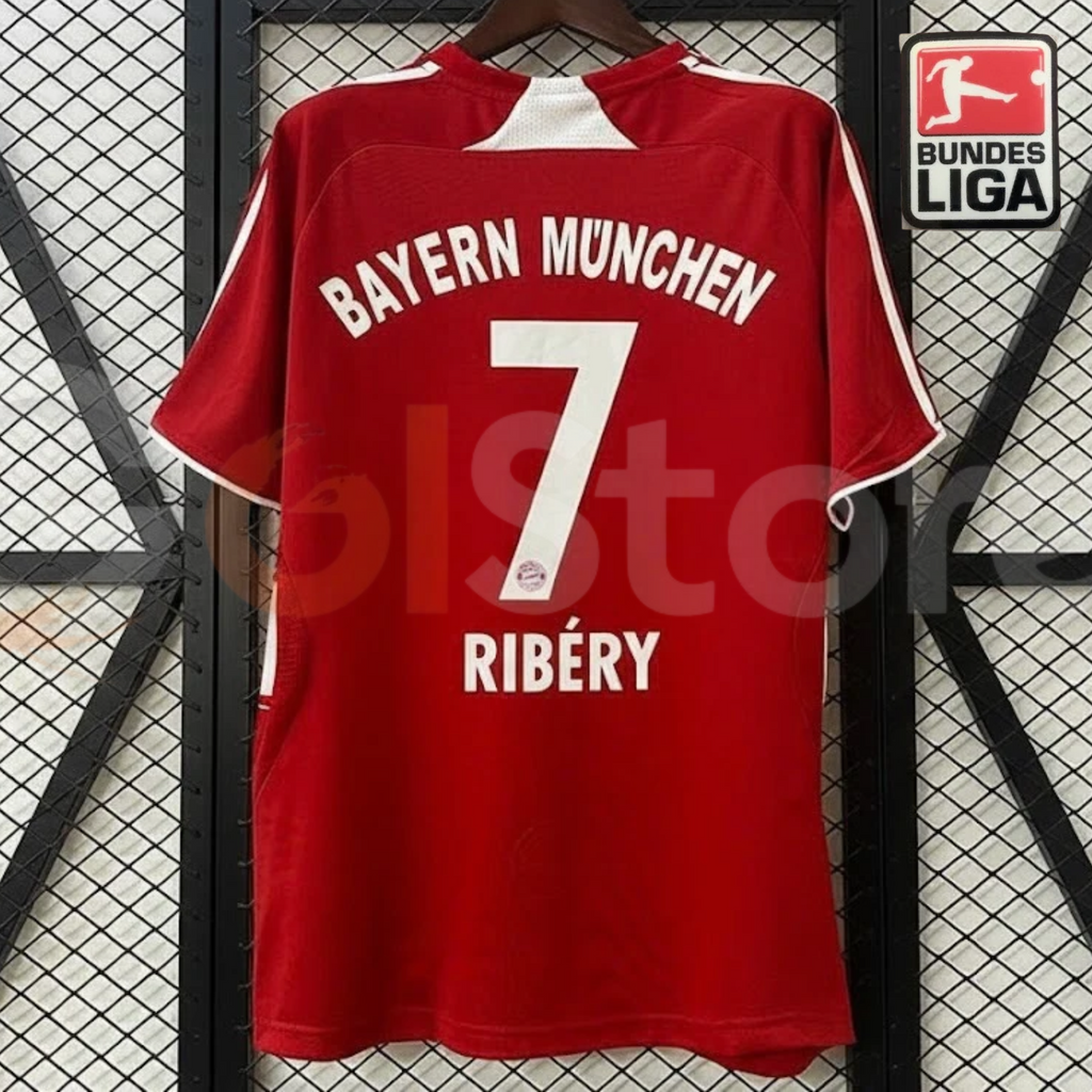 Bayern Munich 2007-2008 Retro Home Short Sleeve Jersey #7 Ribery Bundesliga Patch Personalized Rare