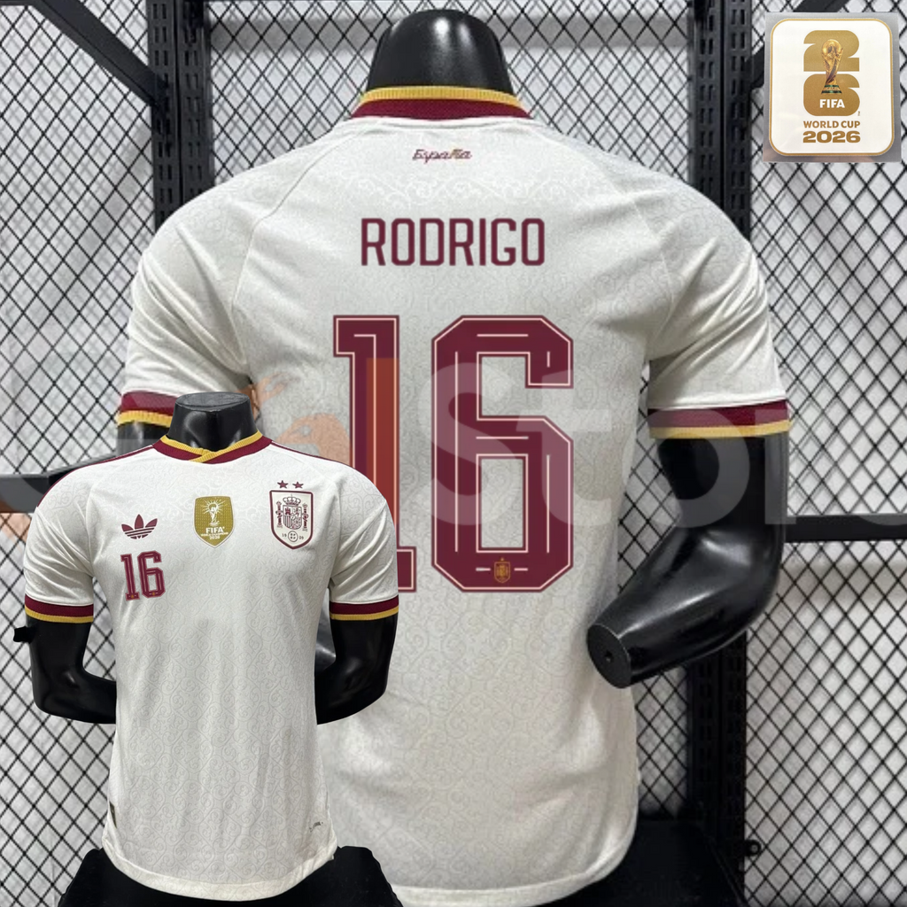 Spain 2026 World Cup Champions Home Jersey 2 Stars #16 Rodri Patch Personalized S-3XL