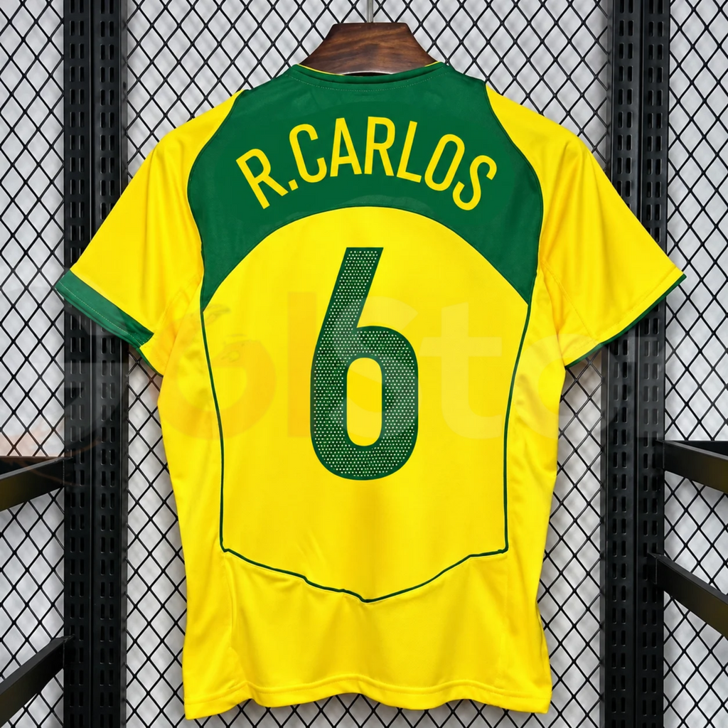 Brazil 2004 Retro Home Jersey – R. Carlos #6