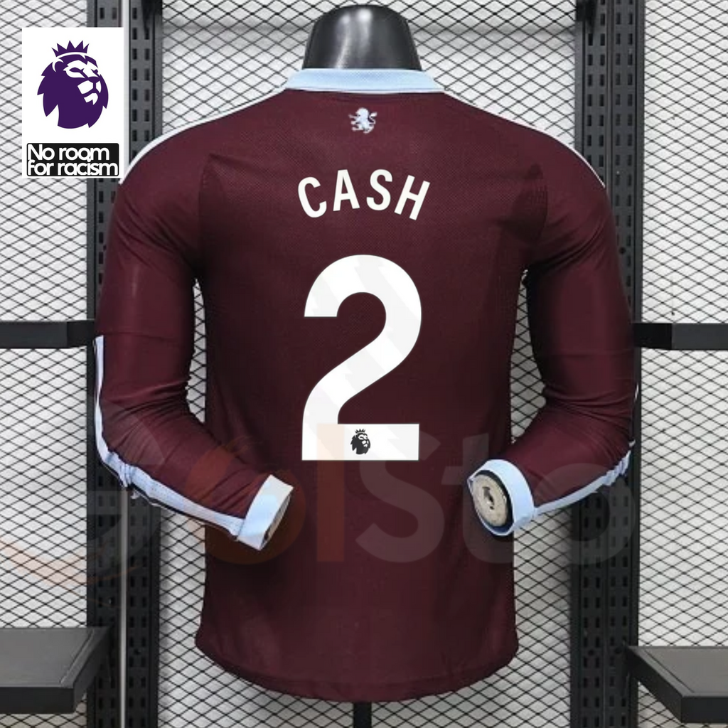 Aston Villa Home Long-Sleeve Player Jersey – Cash #2