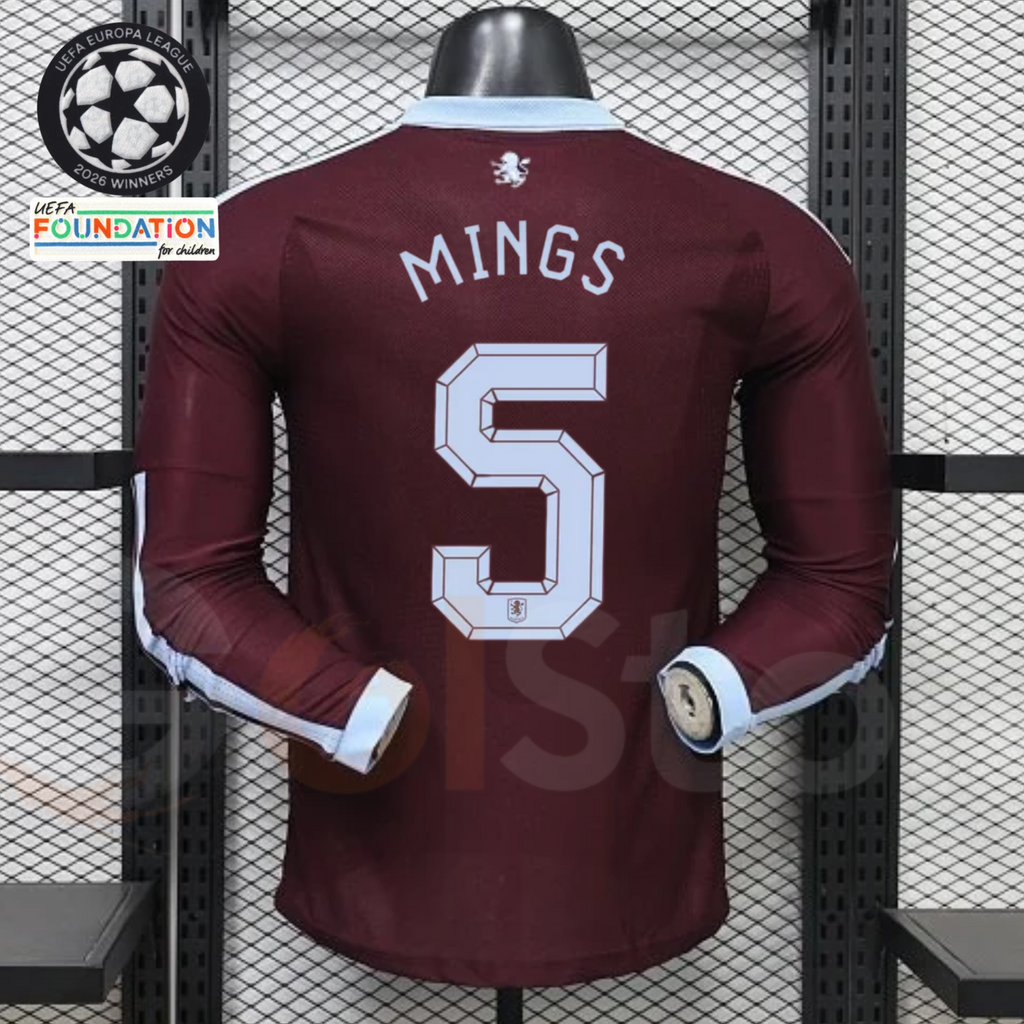 Aston Villa Home Long-Sleeve Player Jersey – Mings #5 UCL
