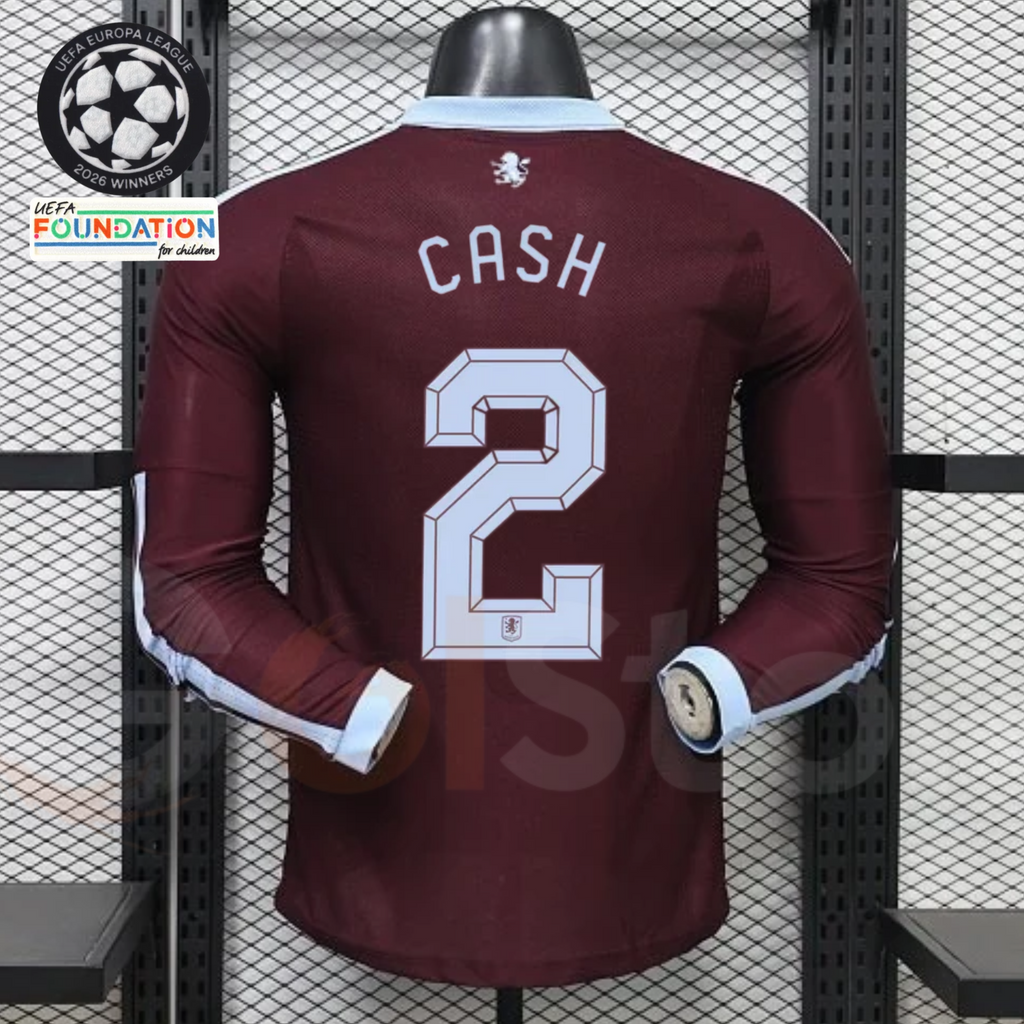 Aston Villa Home Long-Sleeve Player Jersey – Cash #2 UCL