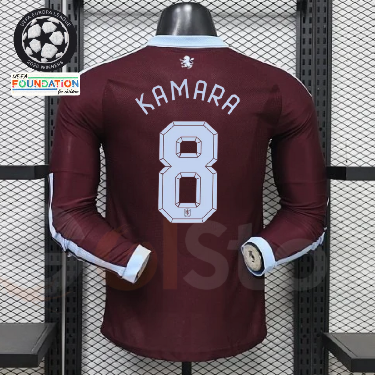 Aston Villa Home Long-Sleeve Player Jersey – Kamara #8 UCL