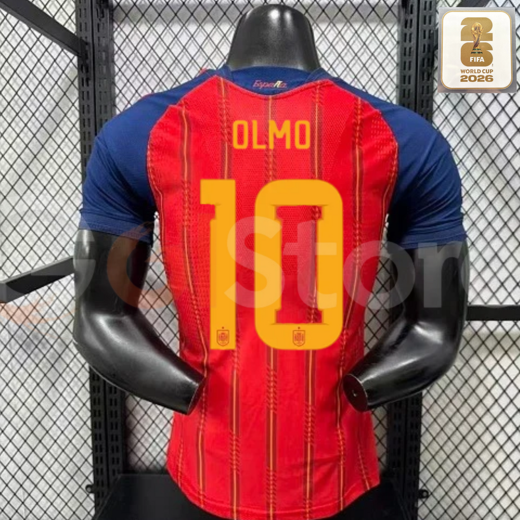 Spain 2026 Home Player Jersey Olmo #10 Two-Star