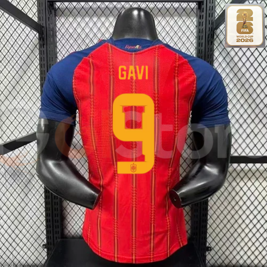 Spain 2026 Home Player Jersey Gavi #9 Two-Star