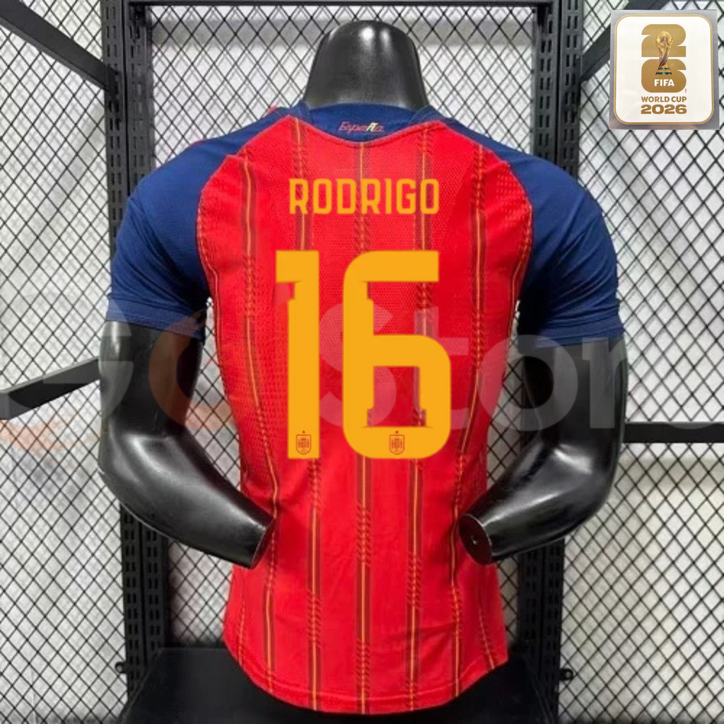 Spain 2026 Home Player Jersey Rodrigo #16 Two-Star