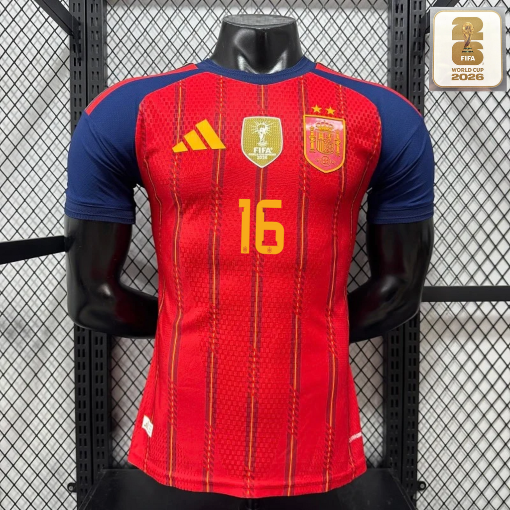 Spain 2026 Home Player Jersey Rodrigo #16 Two-Star