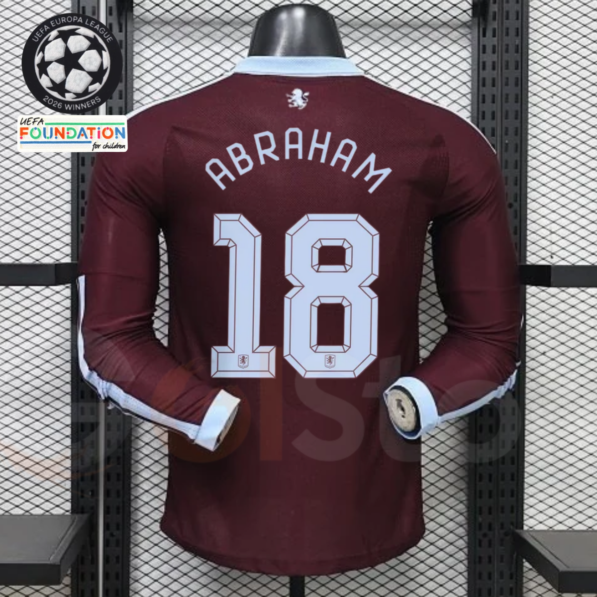 Aston Villa Home Long-Sleeve Player Jersey – Abraham #18 UCL