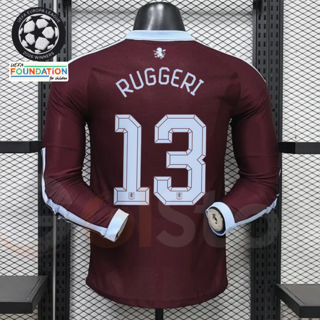 Aston Villa Home Long-Sleeve Player Jersey – Ruggeri #13 UCL