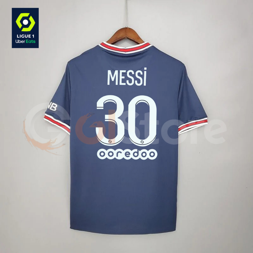 PSG 2021-2022 Retro Home Short Sleeve Jersey #30 Messi Personalized Ligue 1 Patch