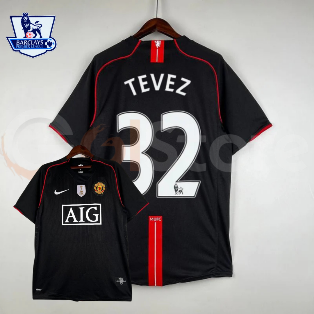 Manchester United 2007-2008 Retro Away Short Sleeve Jersey #32 Tevez Personalized PL UCL Rare