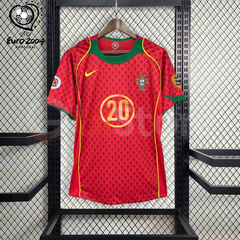 Portugal 2004 Retro Home Short Sleeve Jersey #20 Simao Euro 2004 Patch Personalized Rare