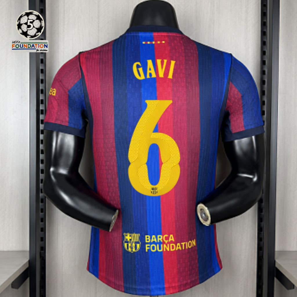 FC Barcelona 2026-27 Home Player Version Jersey | Gavi #6 | UCL Patch | Sizes S–3XL