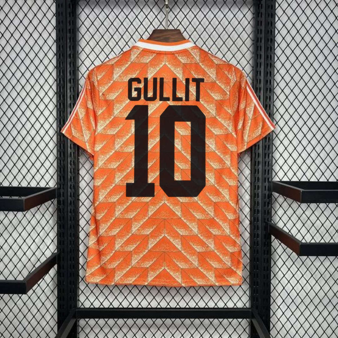 Netherlands 1988 Retro Home Short Sleeve Jersey #10 Gullit Euro Champion Personalized Rare
