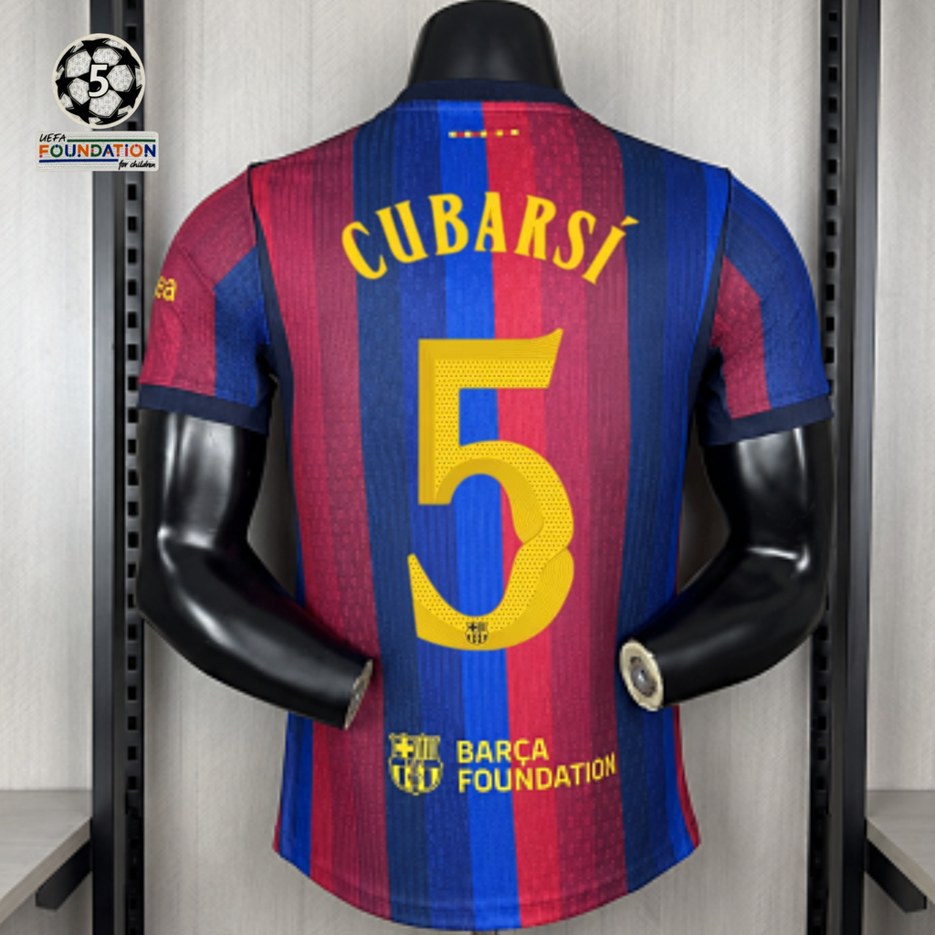 FC Barcelona 2026-27 Home Player Version Jersey | Cubarsi #5 | UCL Patch | Sizes S–3XL
