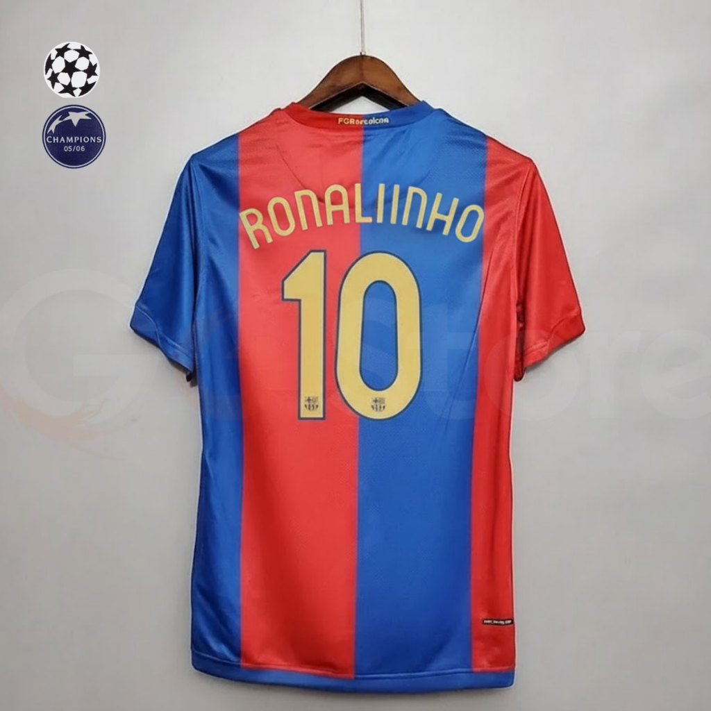 FC Barcelona 2006-07 Retro Home Jersey | #10 Ronaldinho | UCL