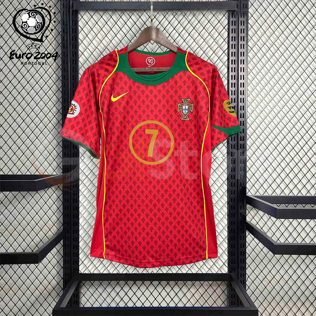Portugal 2004 Retro Home Short Sleeve Jersey #7 Figo Euro 2004 Patch Personalized Rare