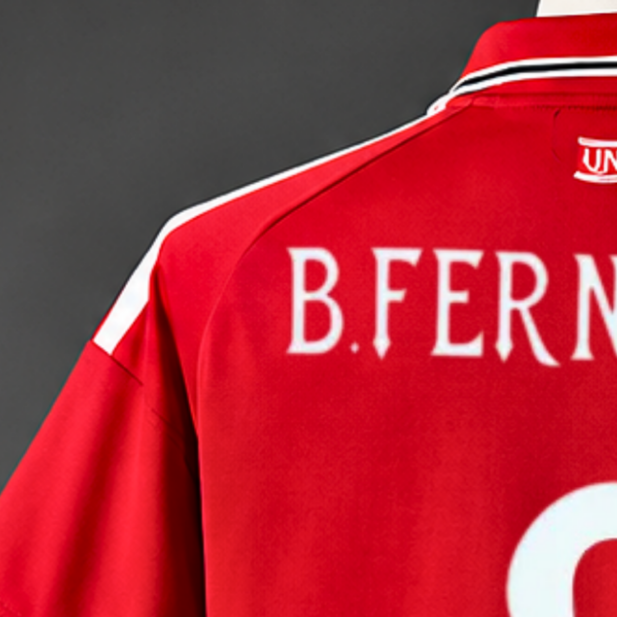 Maillot de football domicile unisexe à manches courtes Manchester United B.Fernandes n°8 26/27 – Édition Champions S–3XL