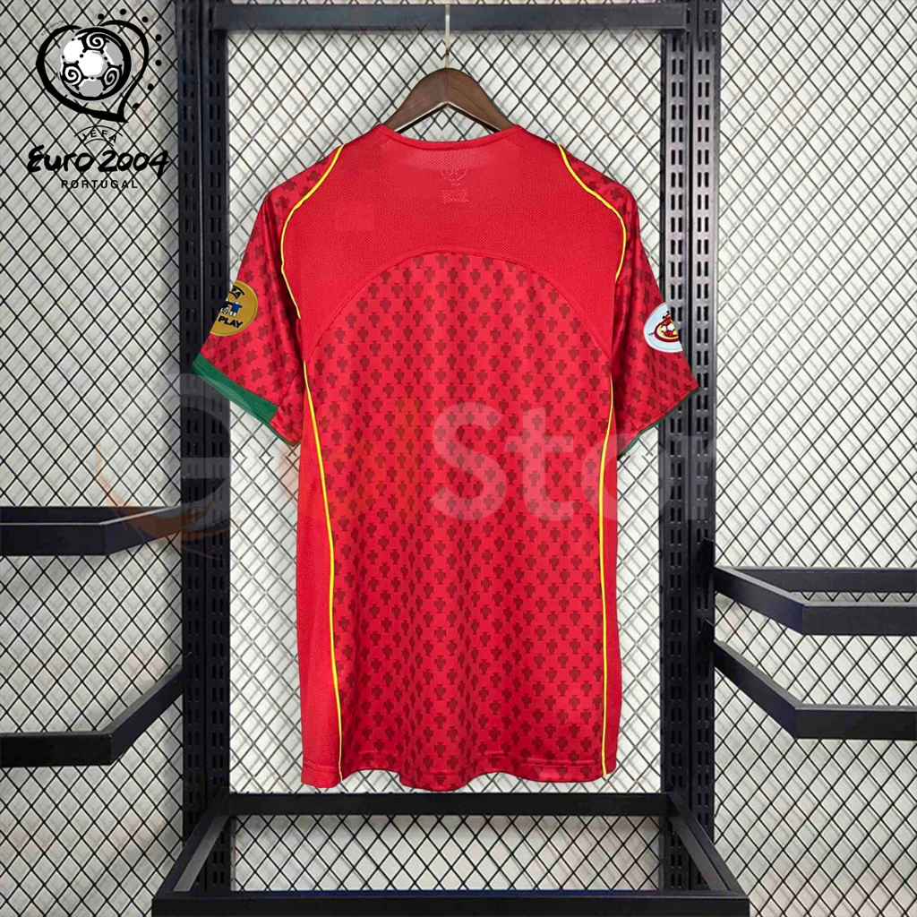 Portugal 2004 Retro Home Short Sleeve Jersey Euro 2004 Patch Personalized Rare Figo Rui Costa Deco Ronaldo