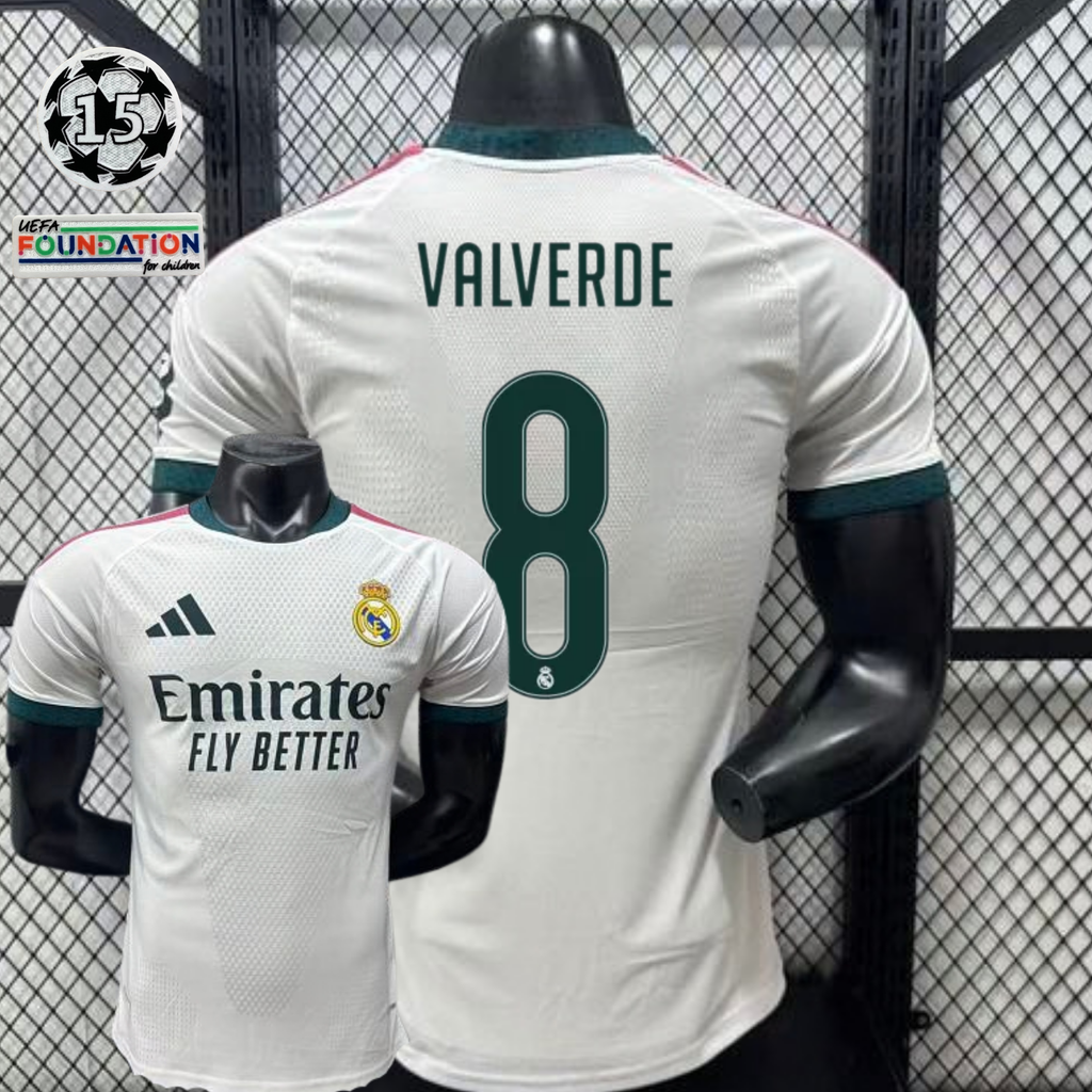 2026/27 Real Madrid Player Version Home White Jersey #8 Valverde UCL Personalized