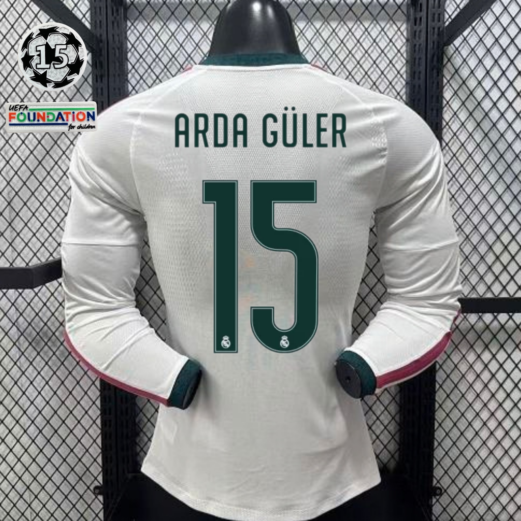 2026/27 Real Madrid Player Version Home Long Sleeve White Jersey #15 Arda Guler Personalized