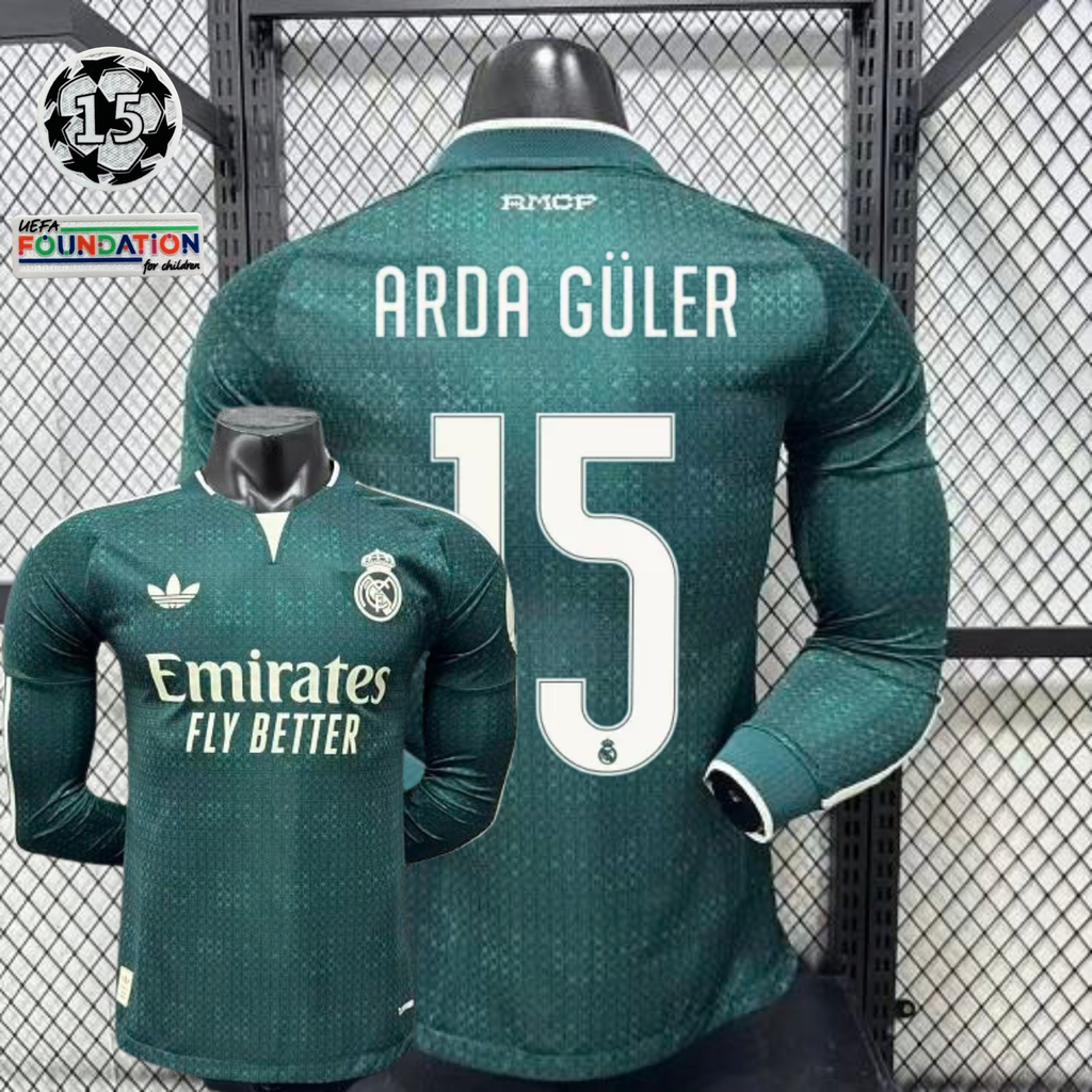 2026/27 Real Madrid Player Version Away Long Sleeve Jersey #15 Arda Guler UCL Personalized