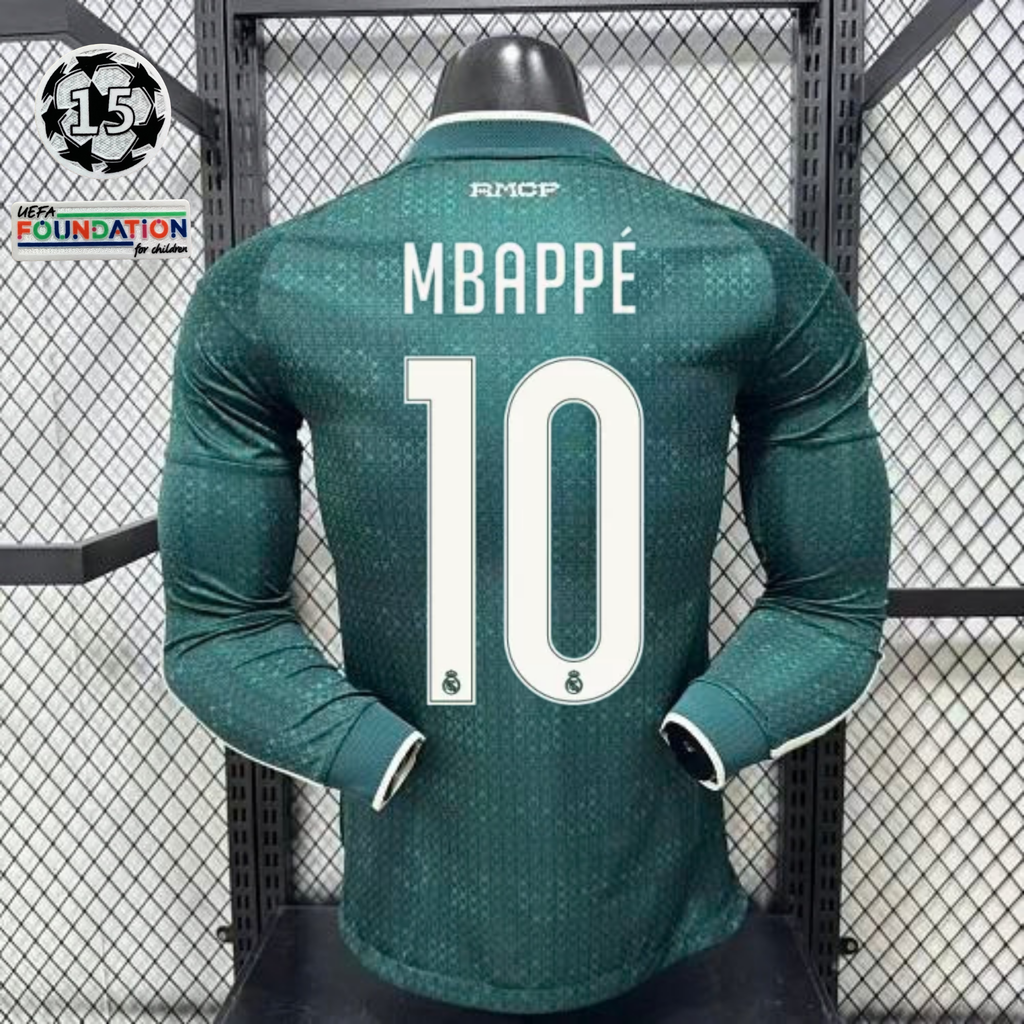 2026/27 Real Madrid Player Version Away Long Sleeve Jersey #10 Mbappe UCL Personalized