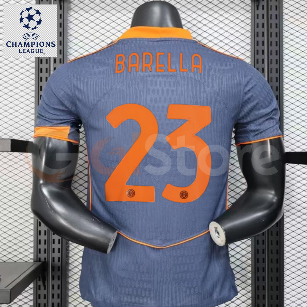 Inter Milan 2025-2026 Third Away Player Version Jersey #23 Barella UCL Patch Personalized S-3XL