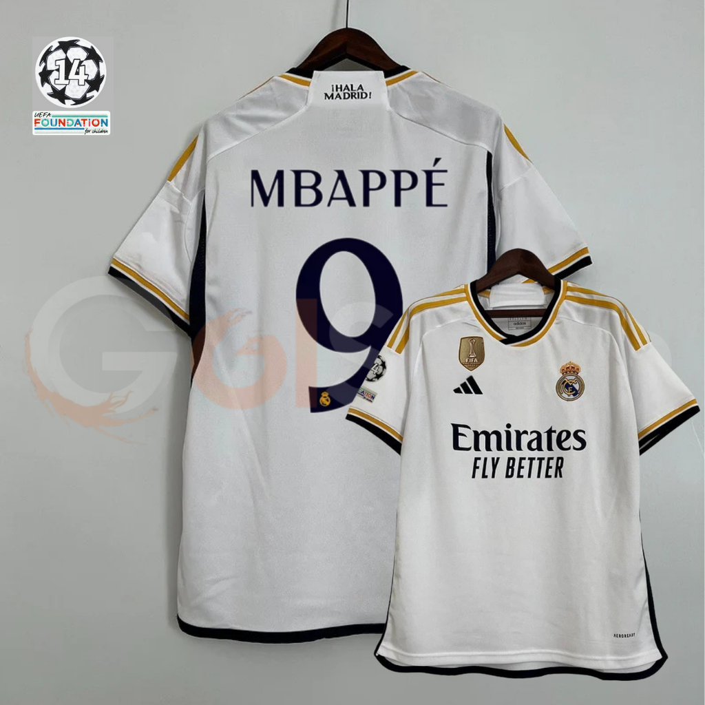 2024/25 Real Madrid Player Version Home White Jersey #9 Mbappe UCL Personalized